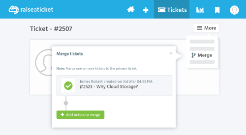 Merging the tickets if the details are same