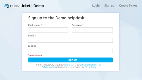 Free help desk Portal user signup